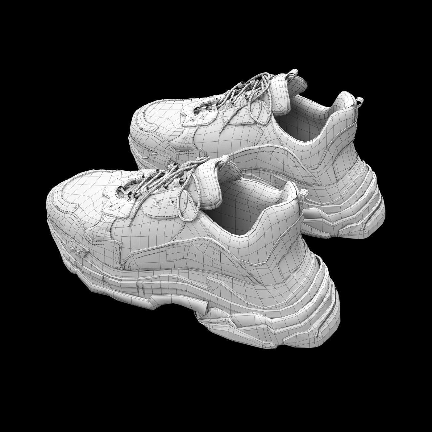 balenciaga triple s black 3D model_8