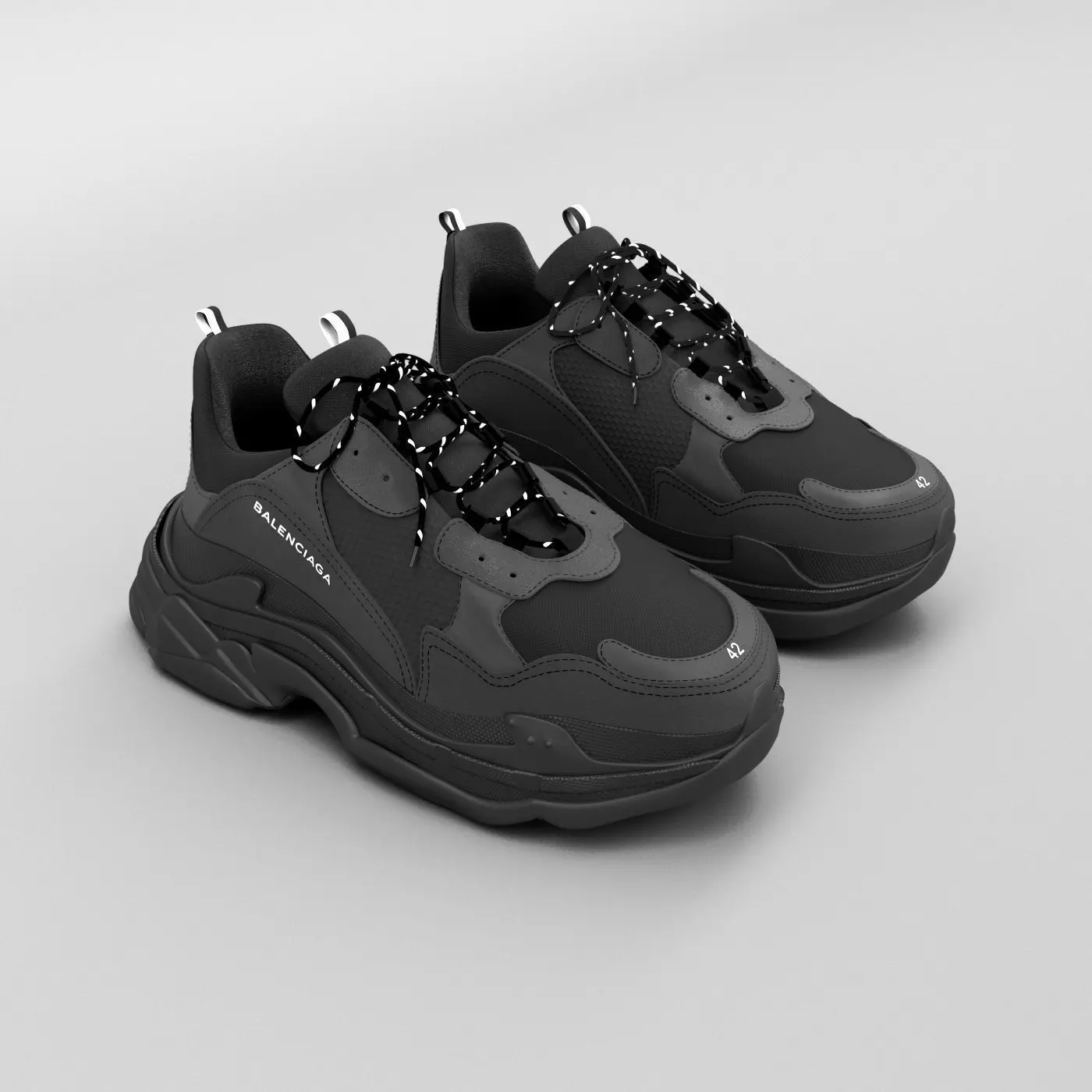 balenciaga triple s black 3D model_0