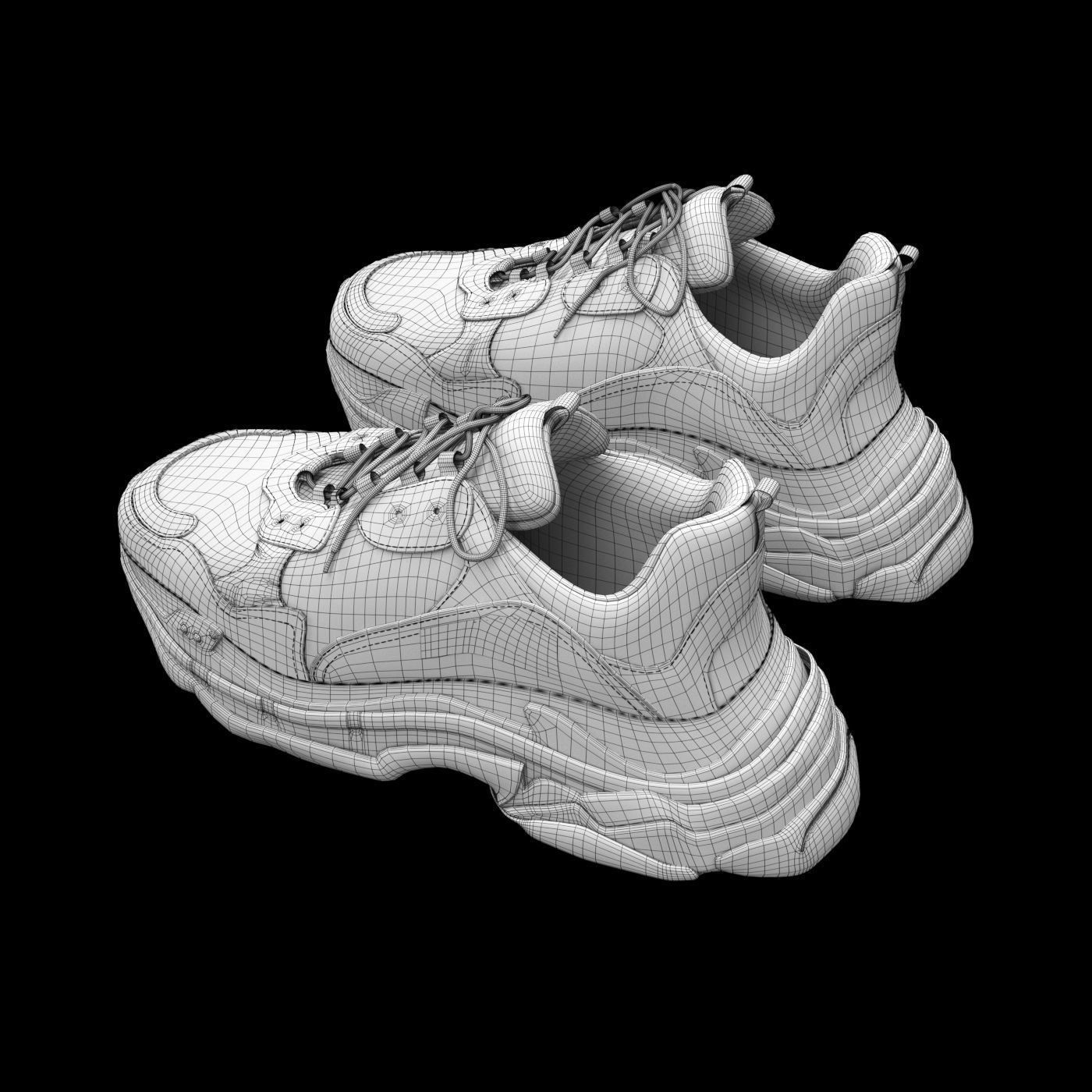 balenciaga triple s black 3D model_9