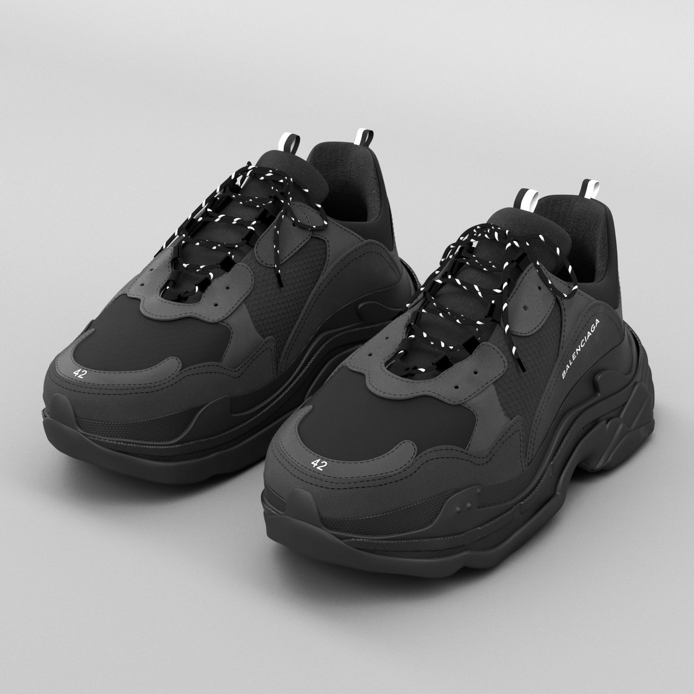 balenciaga triple s black 3D model_3