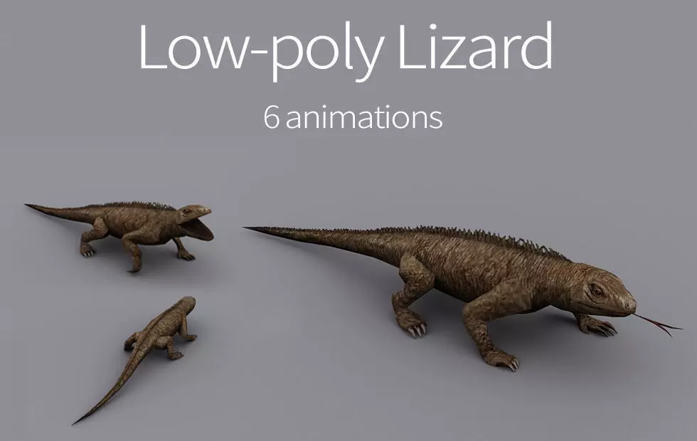 animated reptile lizard Low-poly 3D model_0