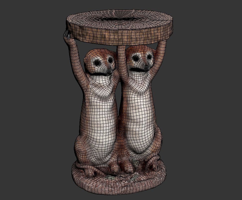 Side Table Animal Meerkat Sisters  3D model_5