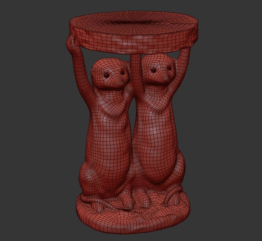 Side Table Animal Meerkat Sisters  3D model_4