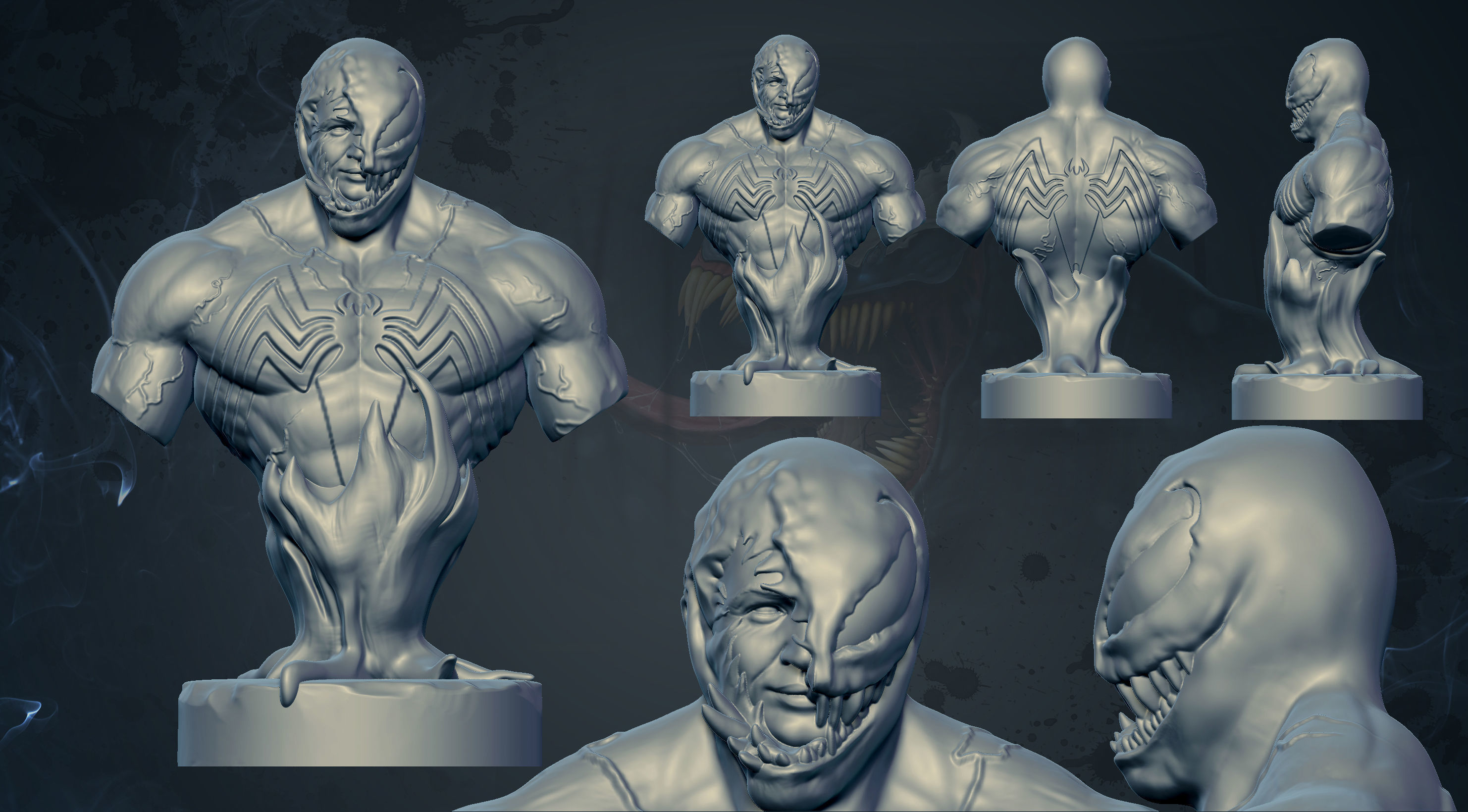 VENOM bust of 3D print model_4