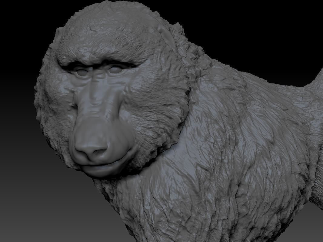 Deco Figurine Monkey Walking Baboon XL 3D model_12