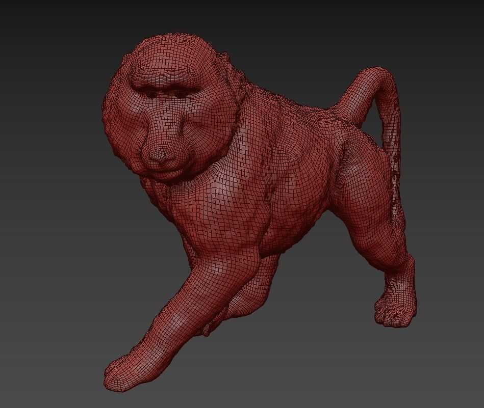 Deco Figurine Monkey Walking Baboon XL 3D model_5