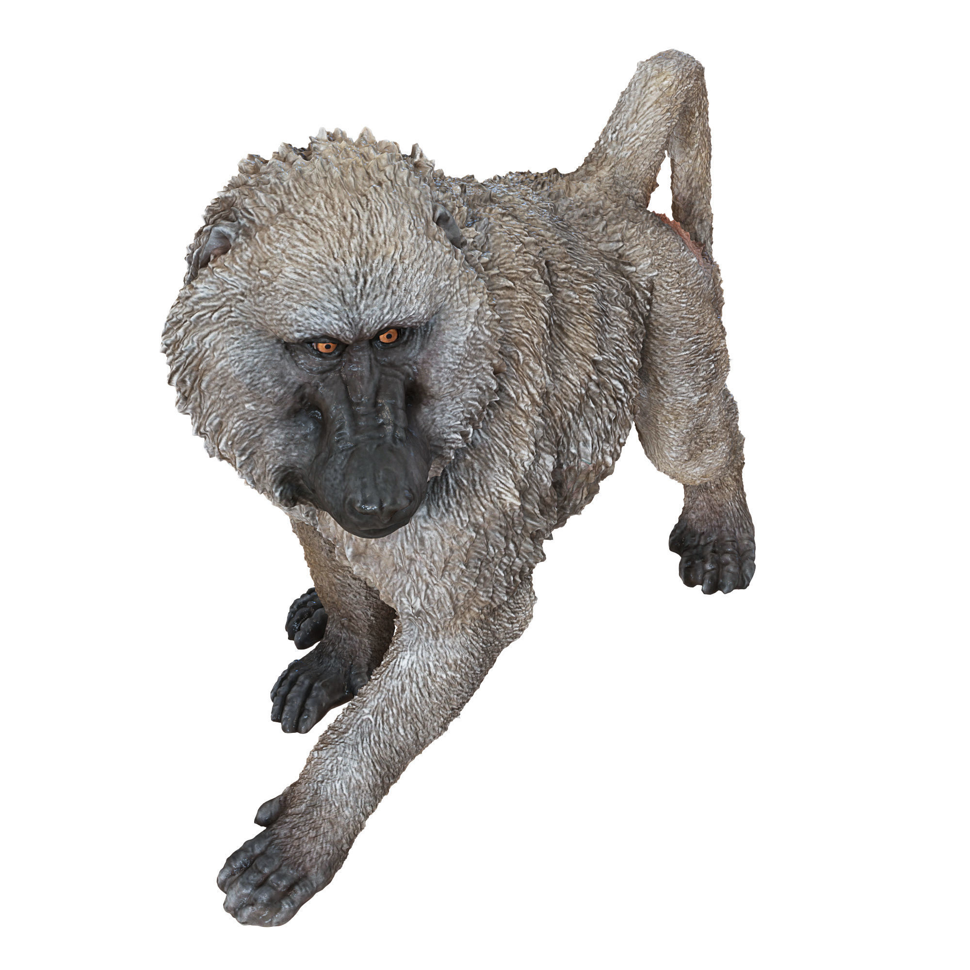 Deco Figurine Monkey Walking Baboon XL 3D model_3