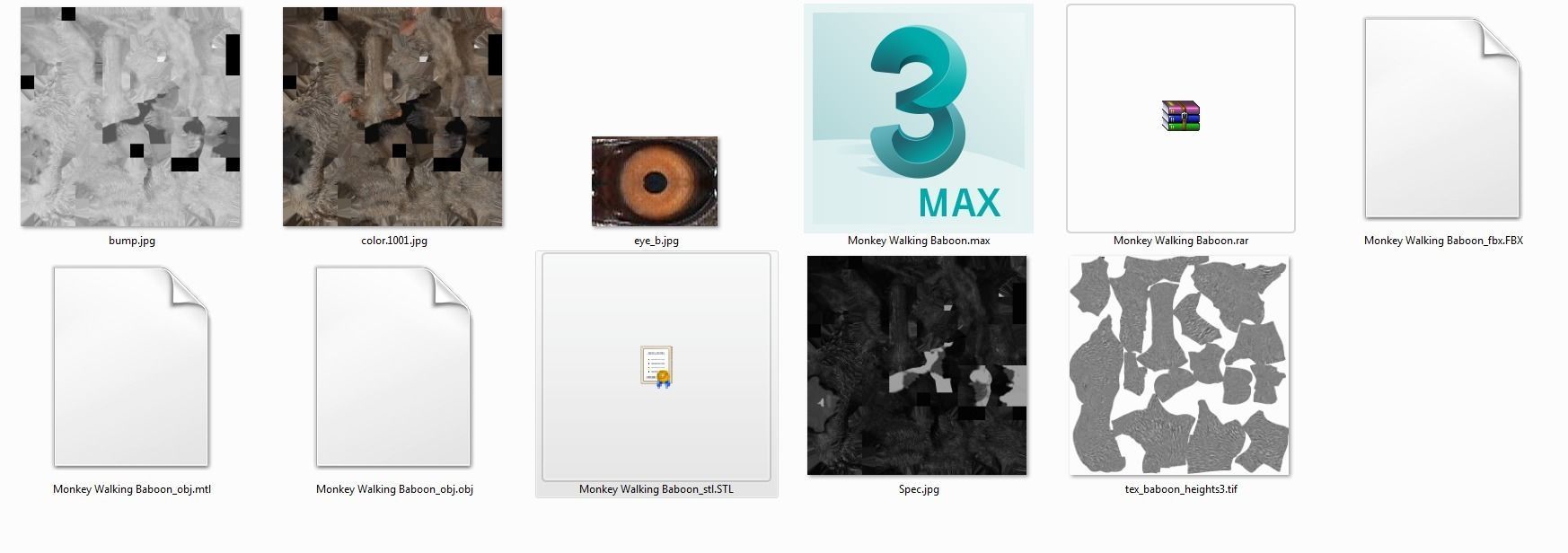 Deco Figurine Monkey Walking Baboon XL 3D model_9