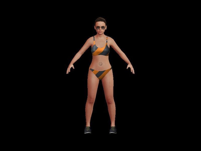 Girl-1 woman in bikini Low-poly 3D model_1