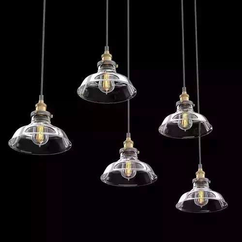 Factory Filament Clear Glass Barn Rectangular Pendant 3D model