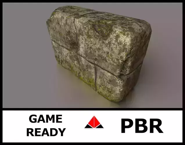 Destroyed wall fragment 1 Low-poly 3D model