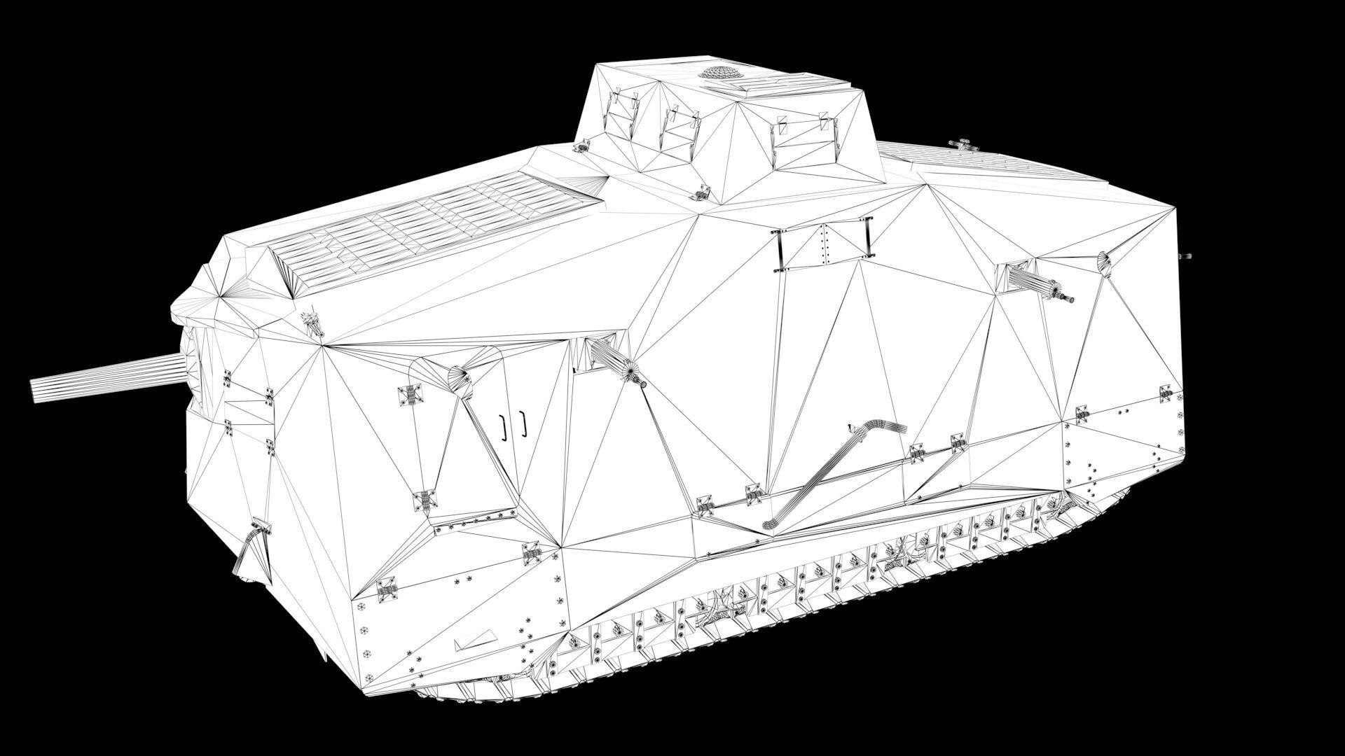 German A7V Tank 3D model_1