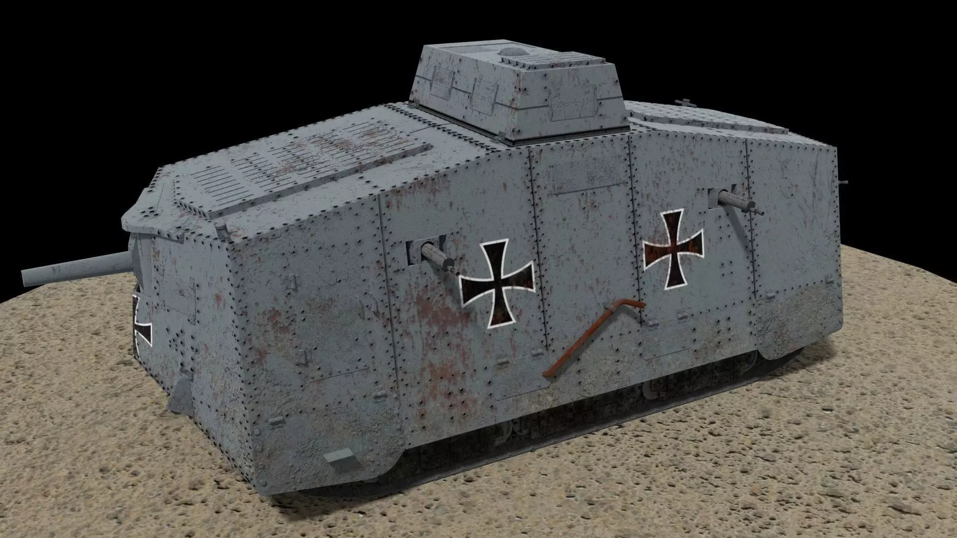 German A7V Tank 3D model_0