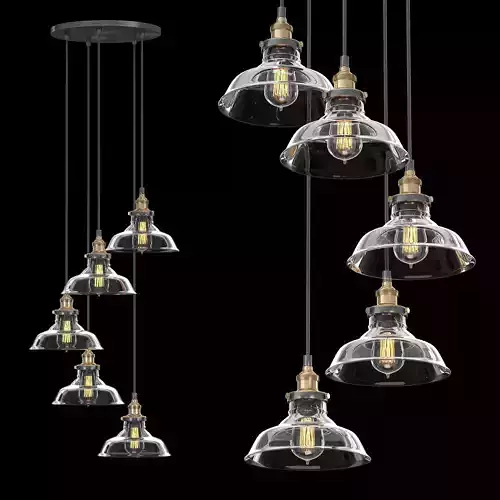 Factory Filament Clear Glass Barn Round Pendant 5 3D model