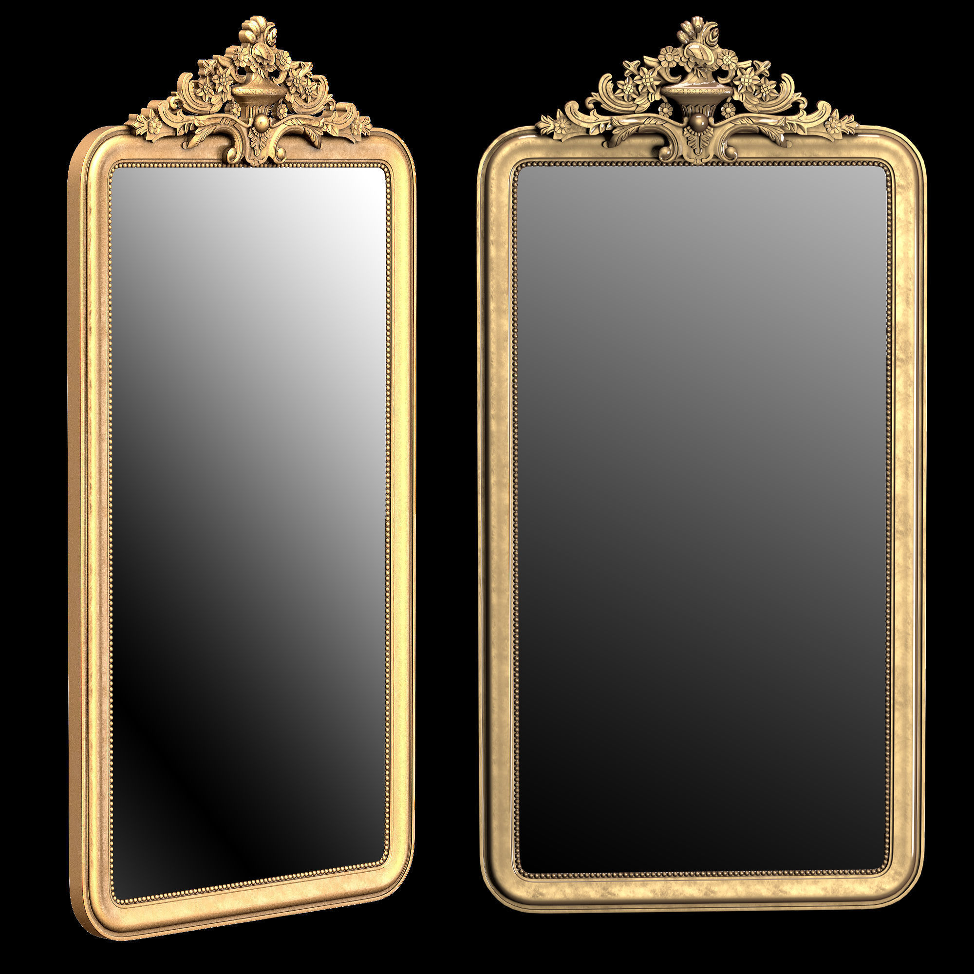 Louis Philippe Gilt Leaner Mirror 3D model_4