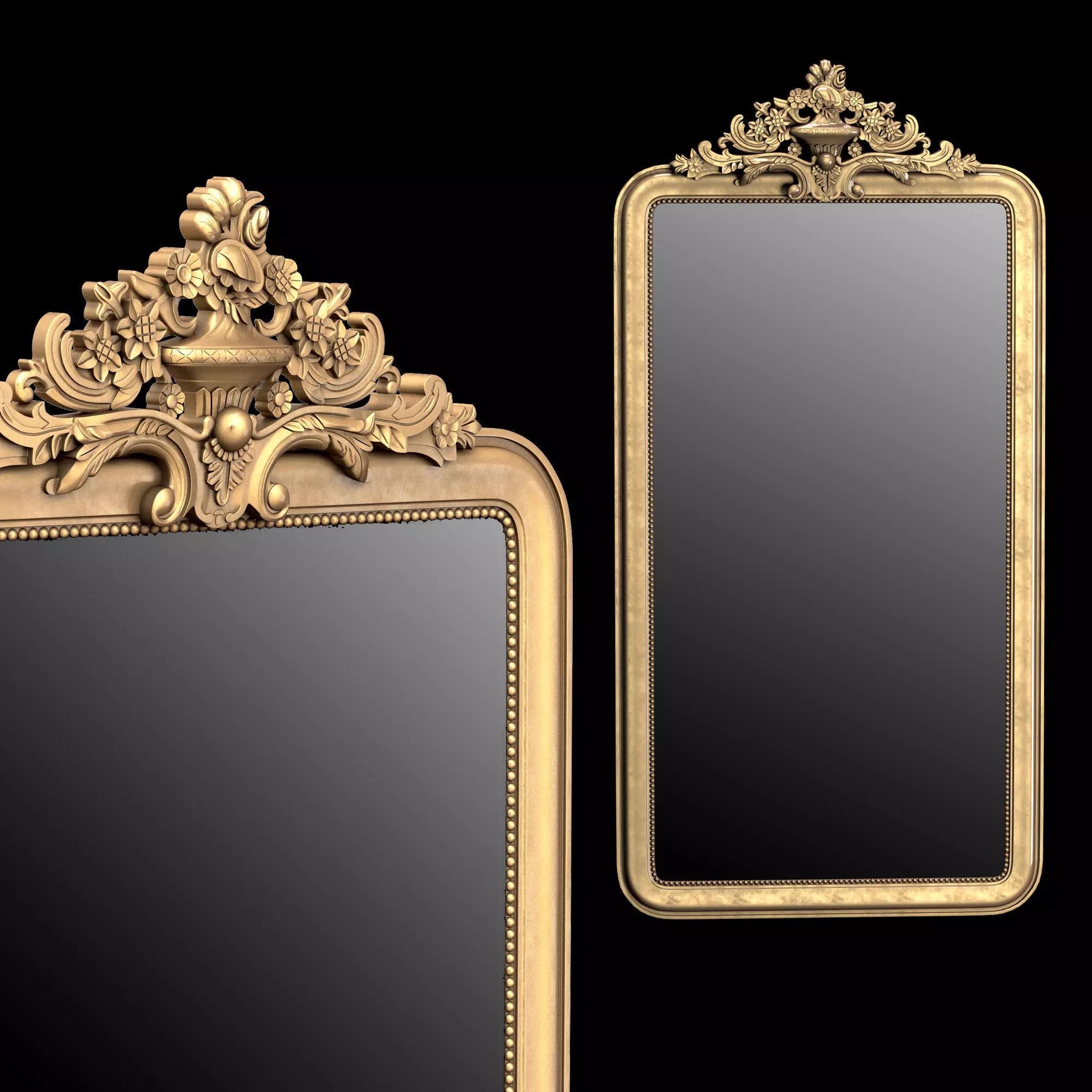 Louis Philippe Gilt Leaner Mirror 3D model_0
