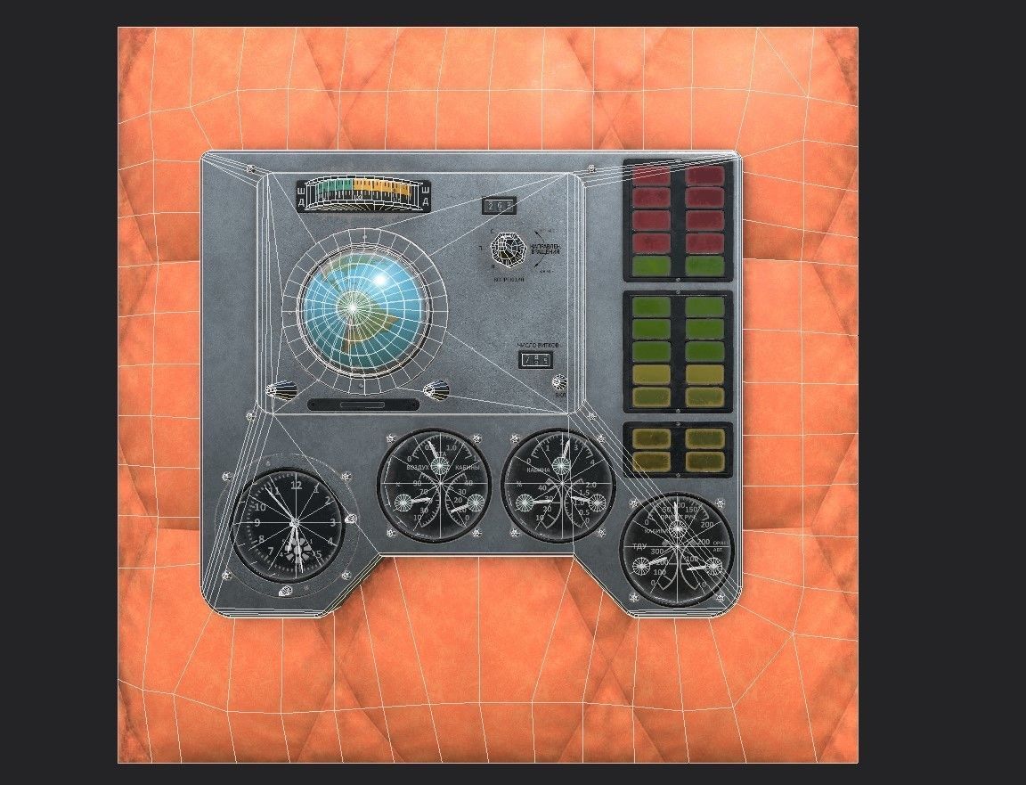 Vostok 1 Panel from Gagarin Flight Low-poly 3D model_4