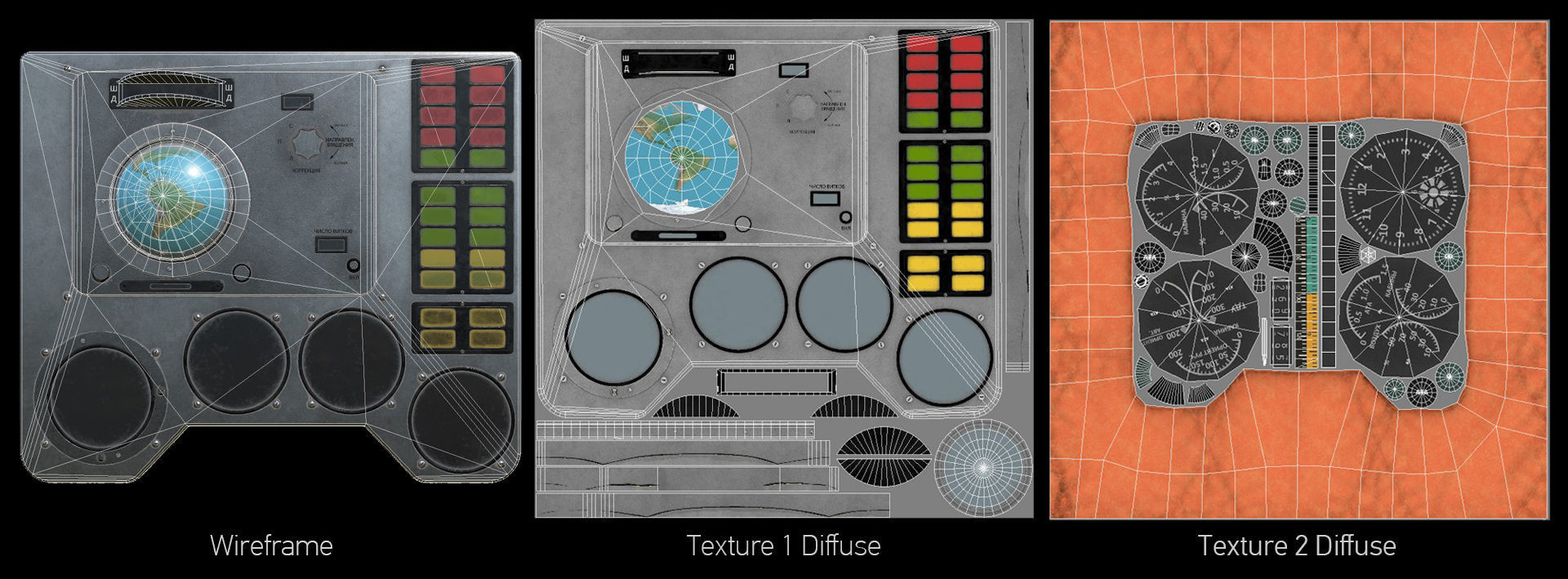Vostok 1 Panel from Gagarin Flight Low-poly 3D model_3