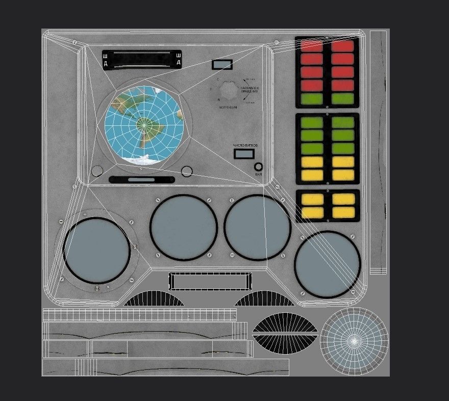 Vostok 1 Panel from Gagarin Flight Low-poly 3D model_5