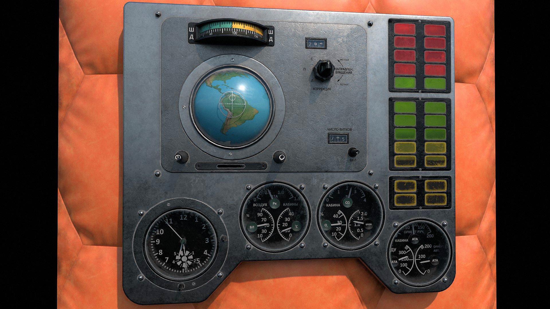 Vostok 1 Panel from Gagarin Flight Low-poly 3D model_2