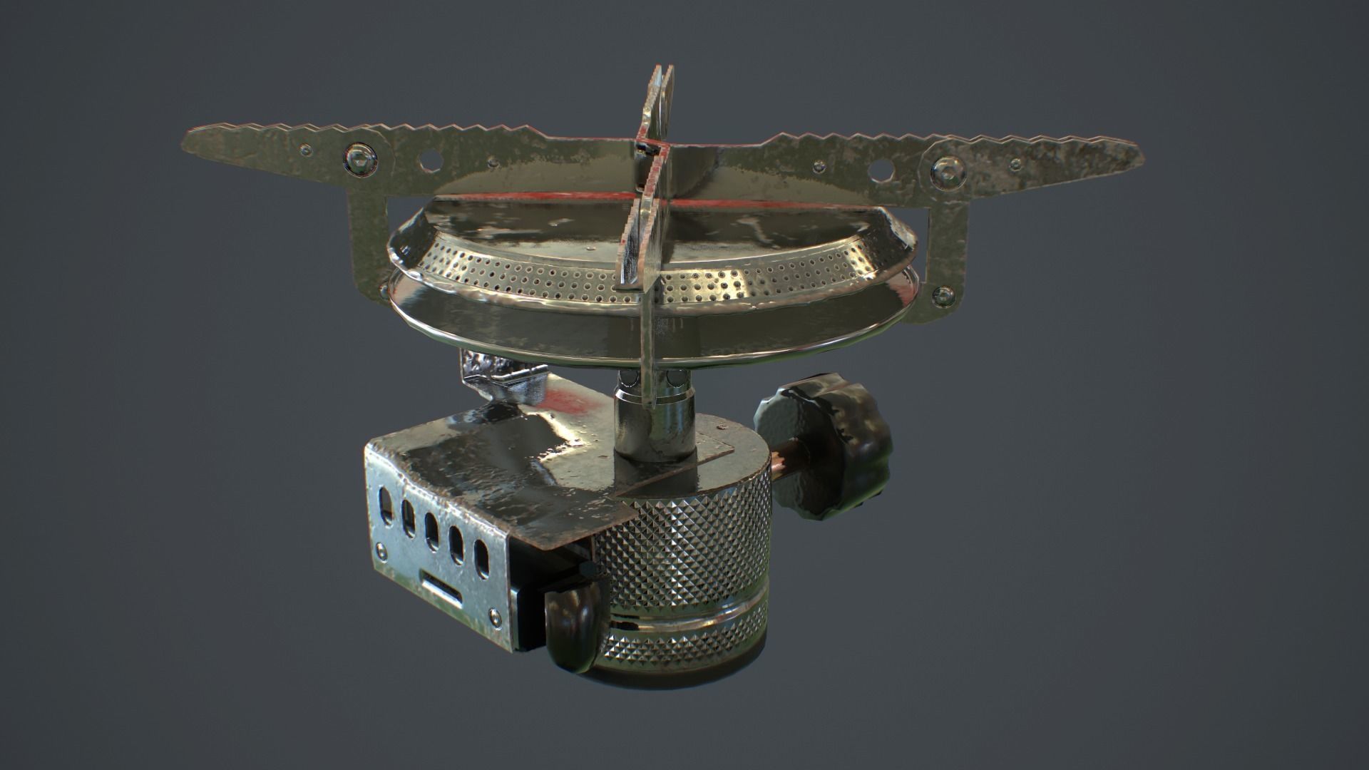 Travel Camping Gas Stove Low-poly 3D model_17