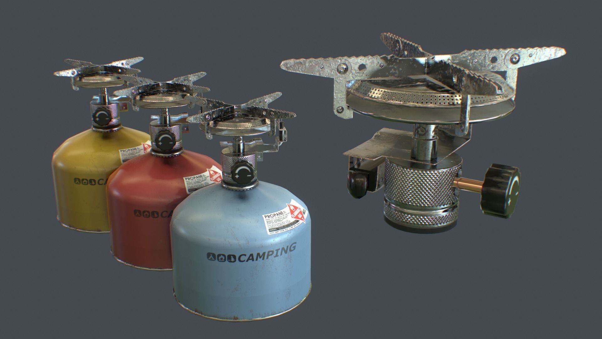 Travel Camping Gas Stove Low-poly 3D model_0