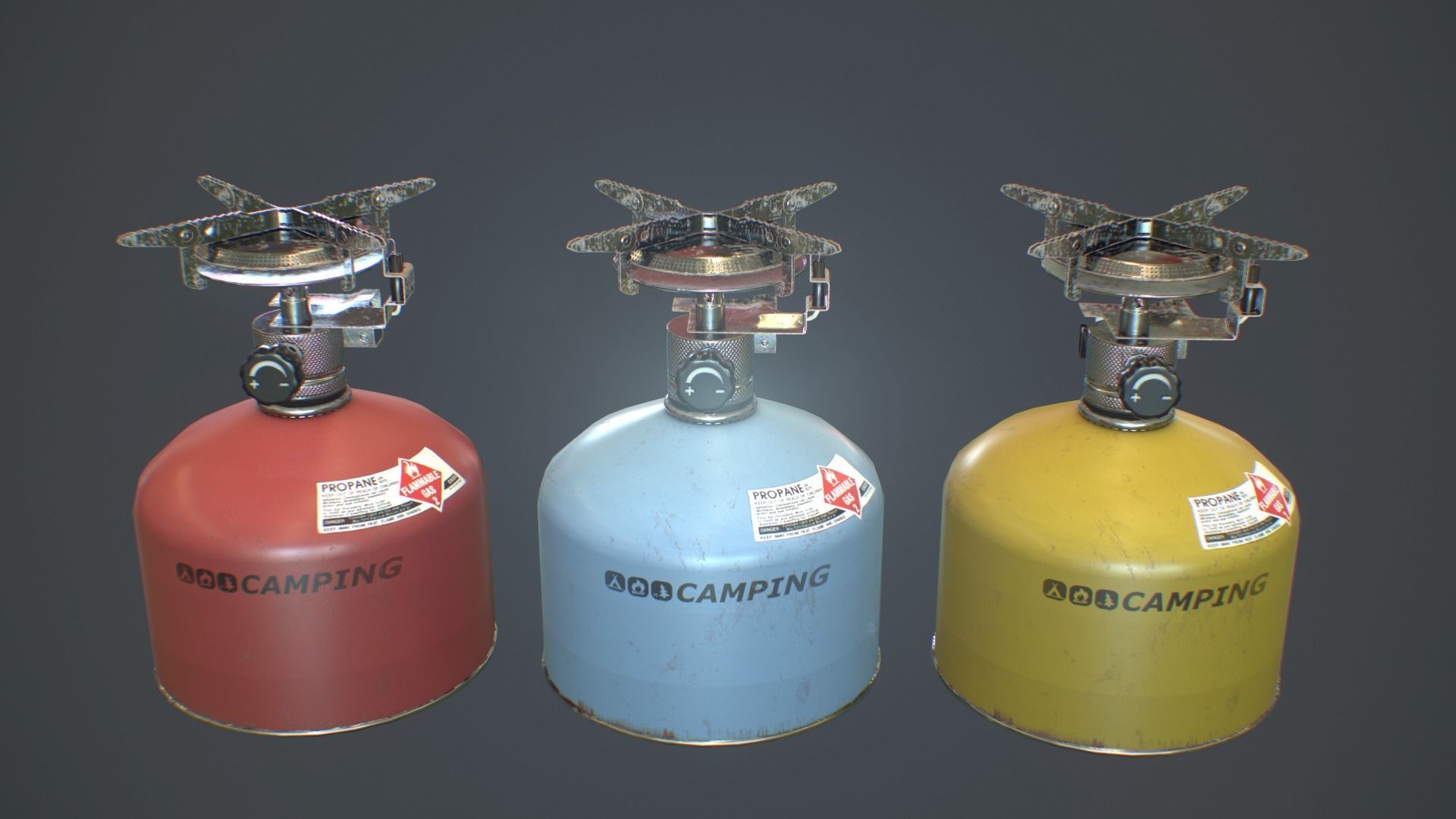 Travel Camping Gas Stove Low-poly 3D model_8