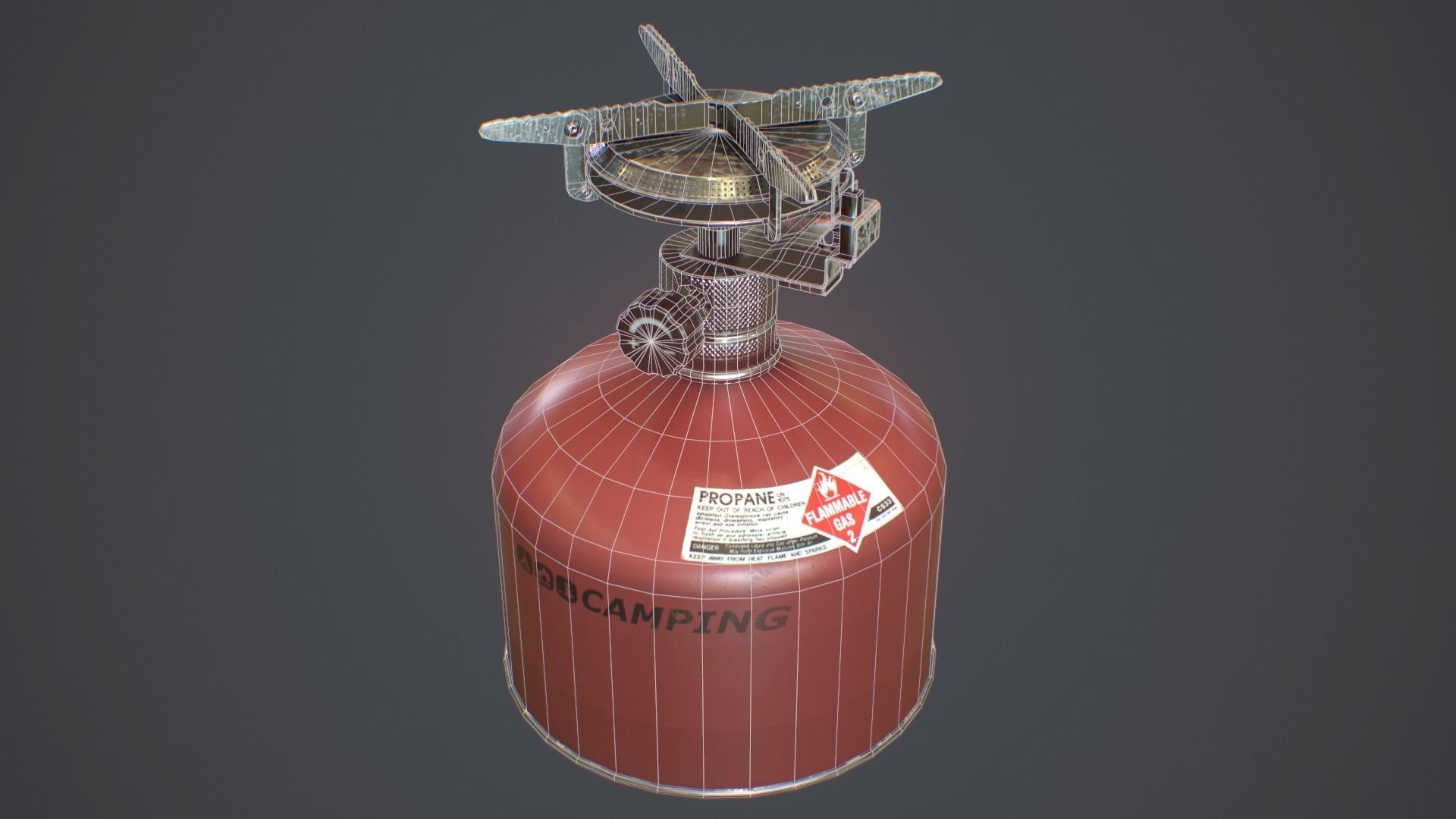 Travel Camping Gas Stove Low-poly 3D model_3