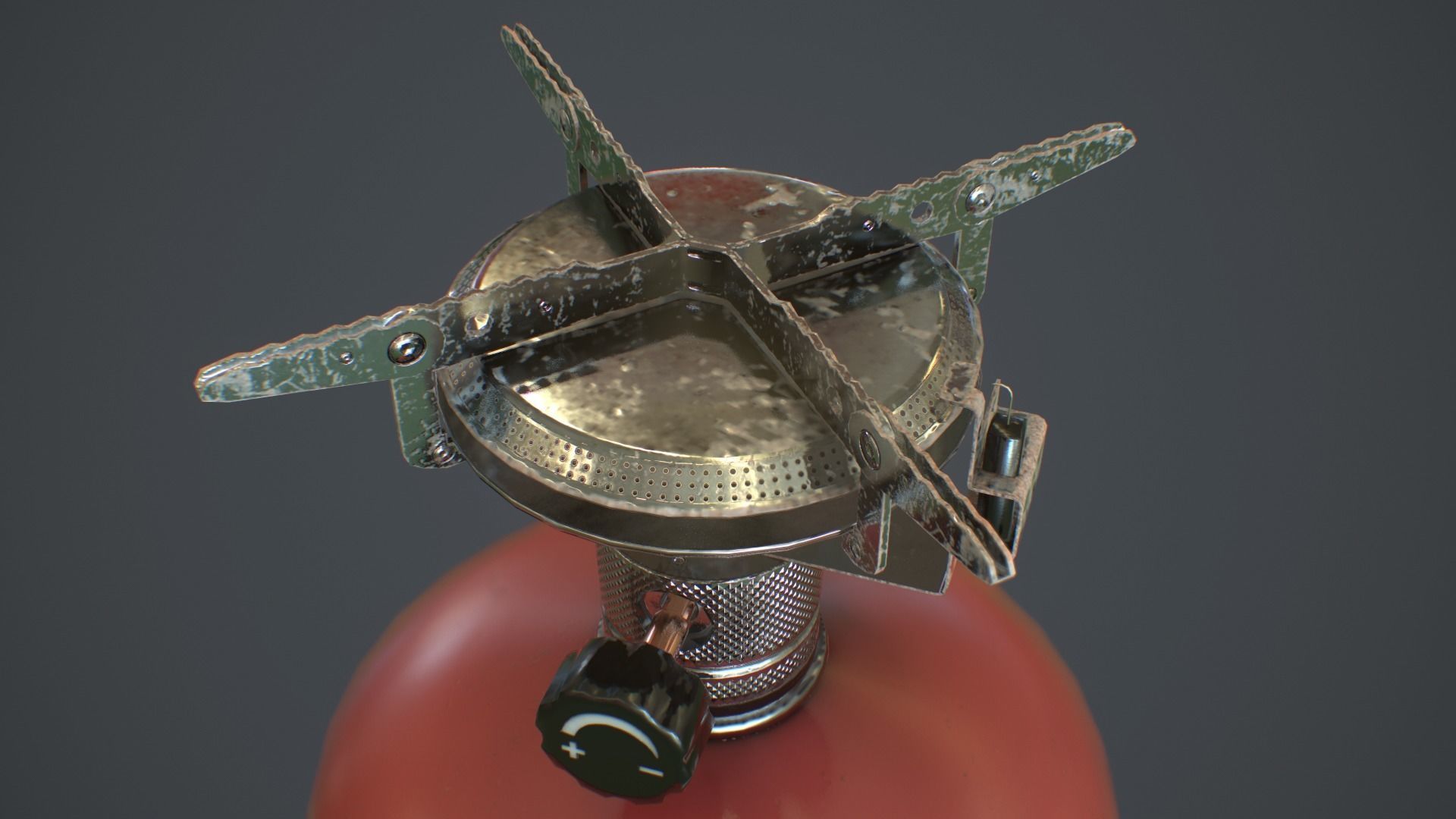 Travel Camping Gas Stove Low-poly 3D model_12