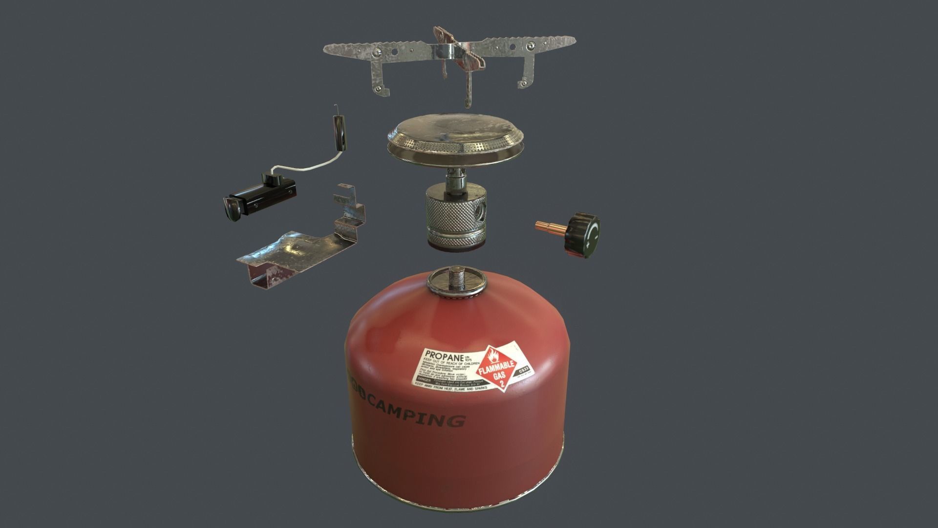 Travel Camping Gas Stove Low-poly 3D model_6