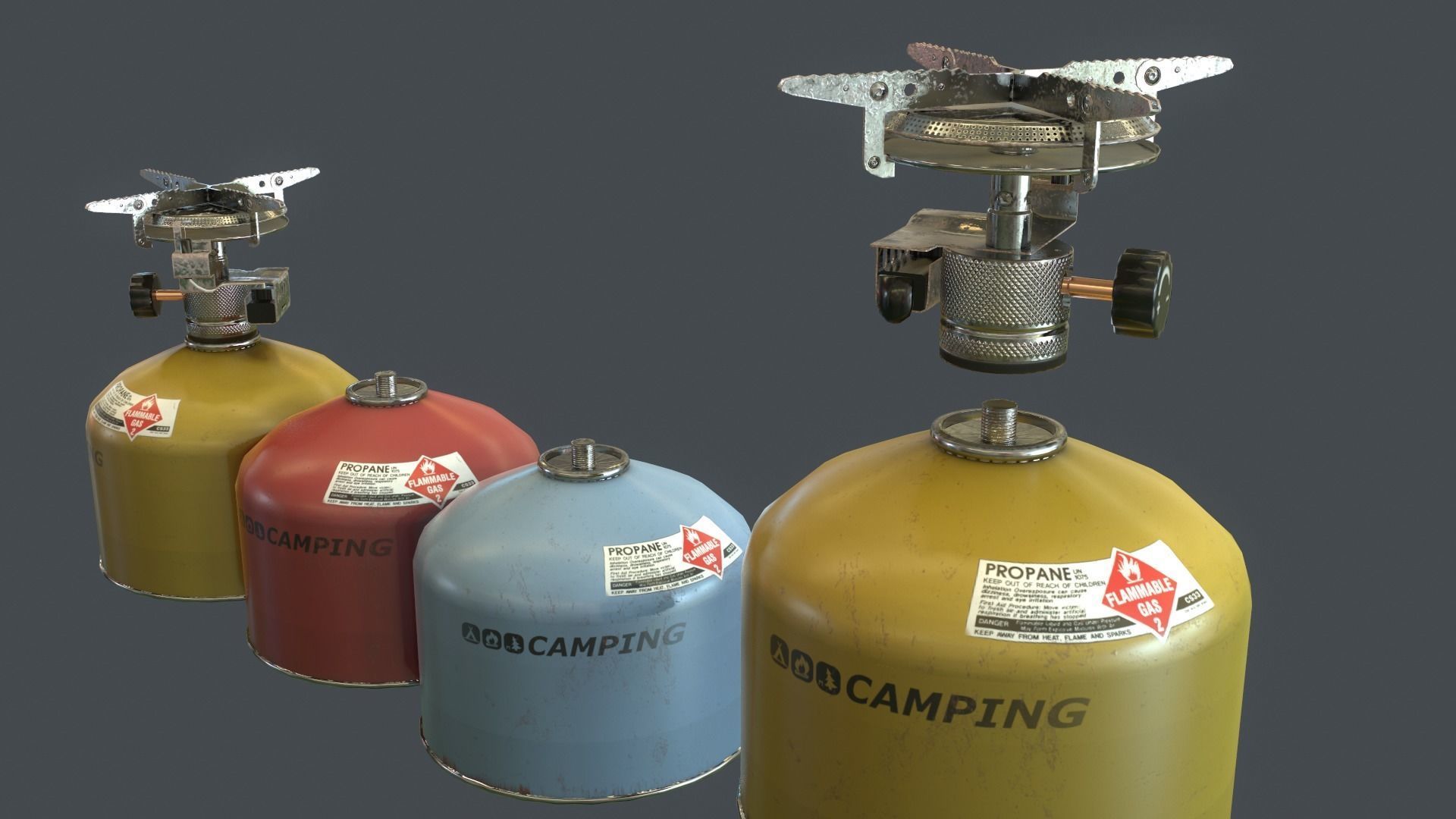Travel Camping Gas Stove Low-poly 3D model_9