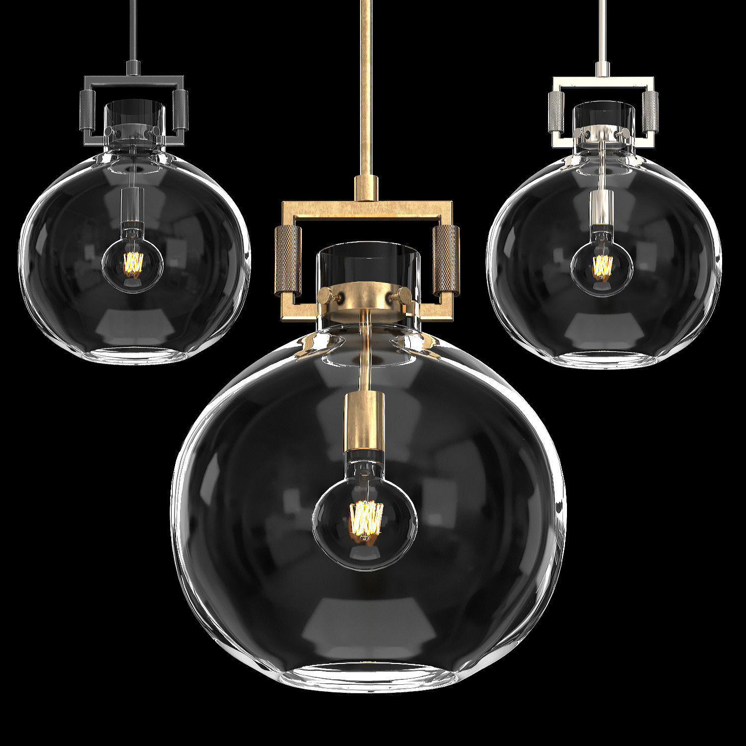 Machinist Glass Globe Pendant 3D model_1