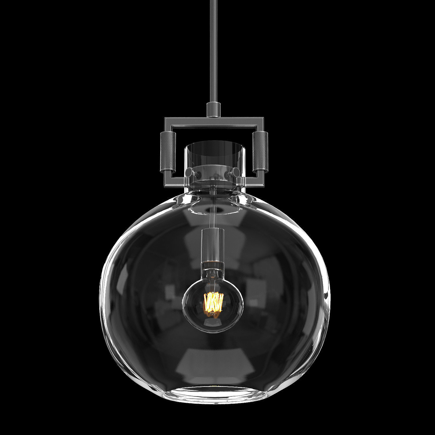 Machinist Glass Globe Pendant 3D model_2