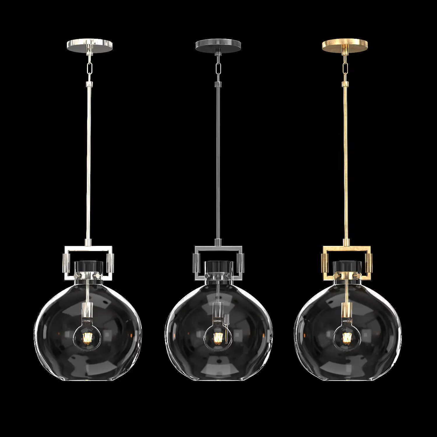 Machinist Glass Globe Pendant 3D model_0