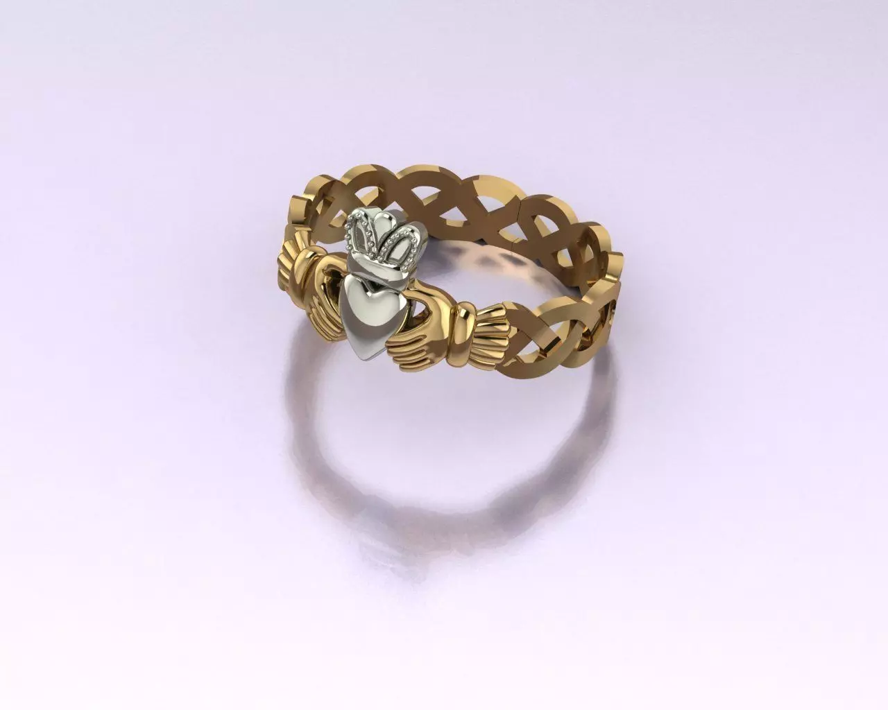CLADDAGH gold ring 3D print model_0