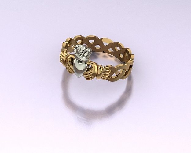 CLADDAGH gold ring 3D print model