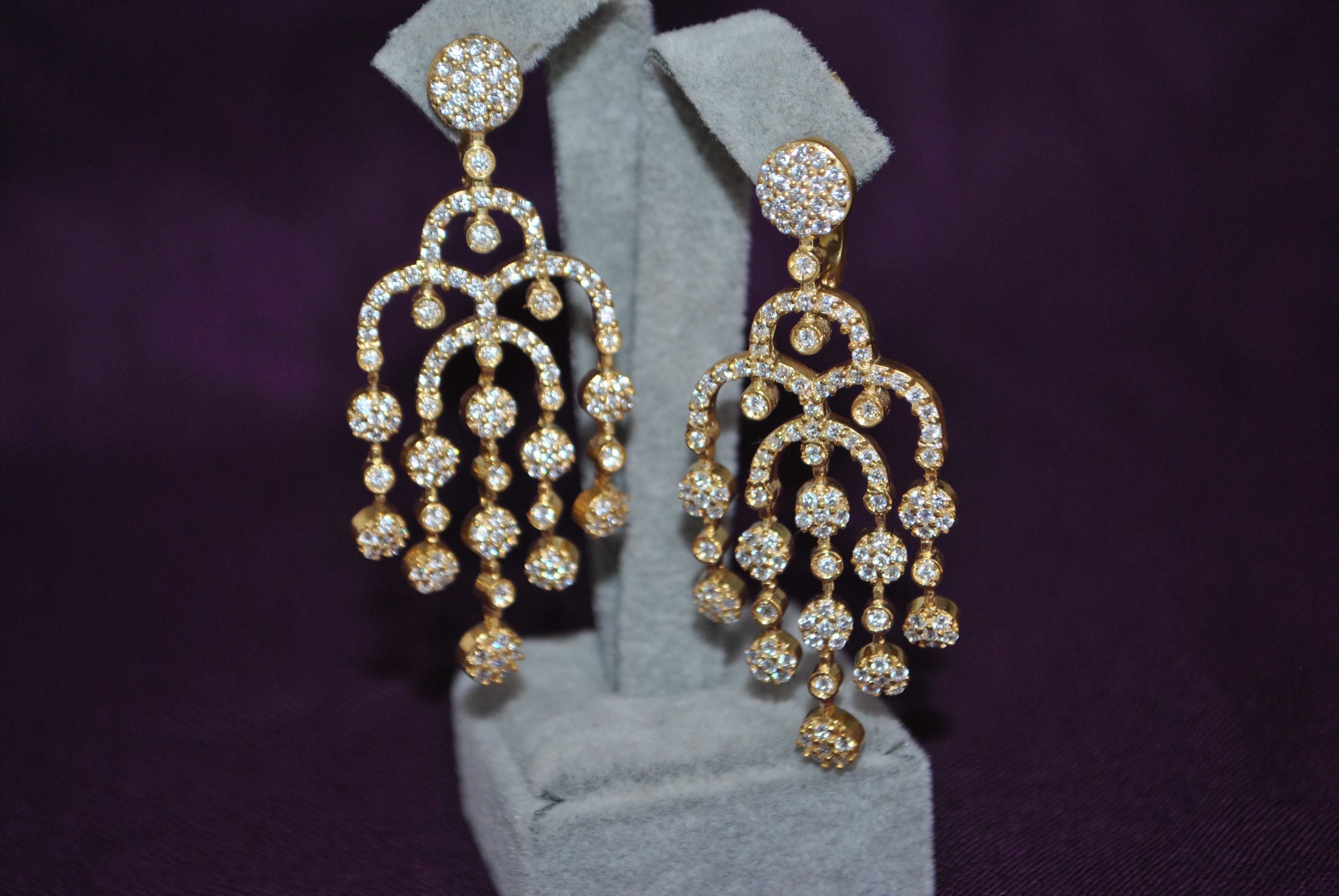 Earrings 2 gold and diamond dangle earring 3D print model_2