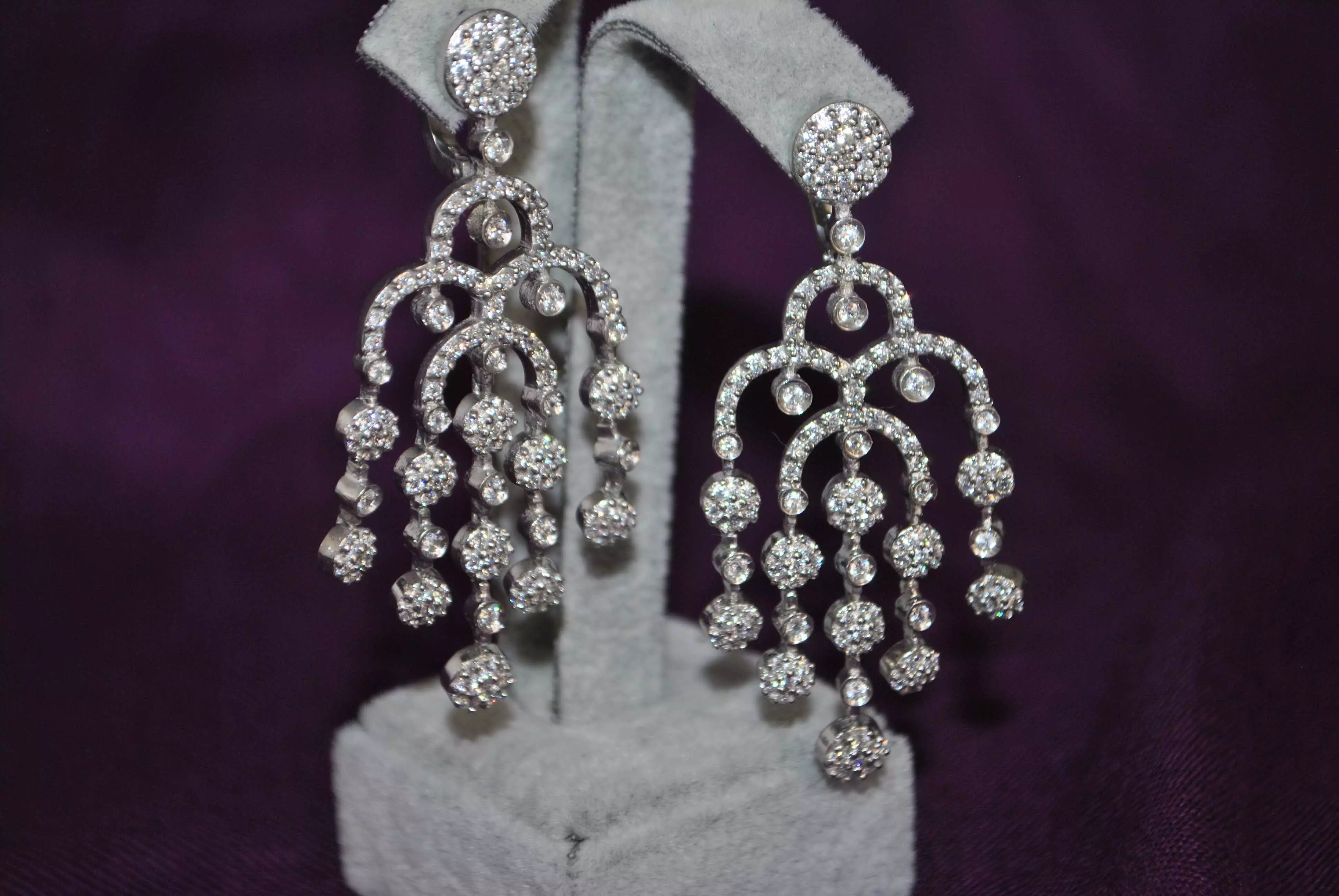 Earrings 2 gold and diamond dangle earring 3D print model_0