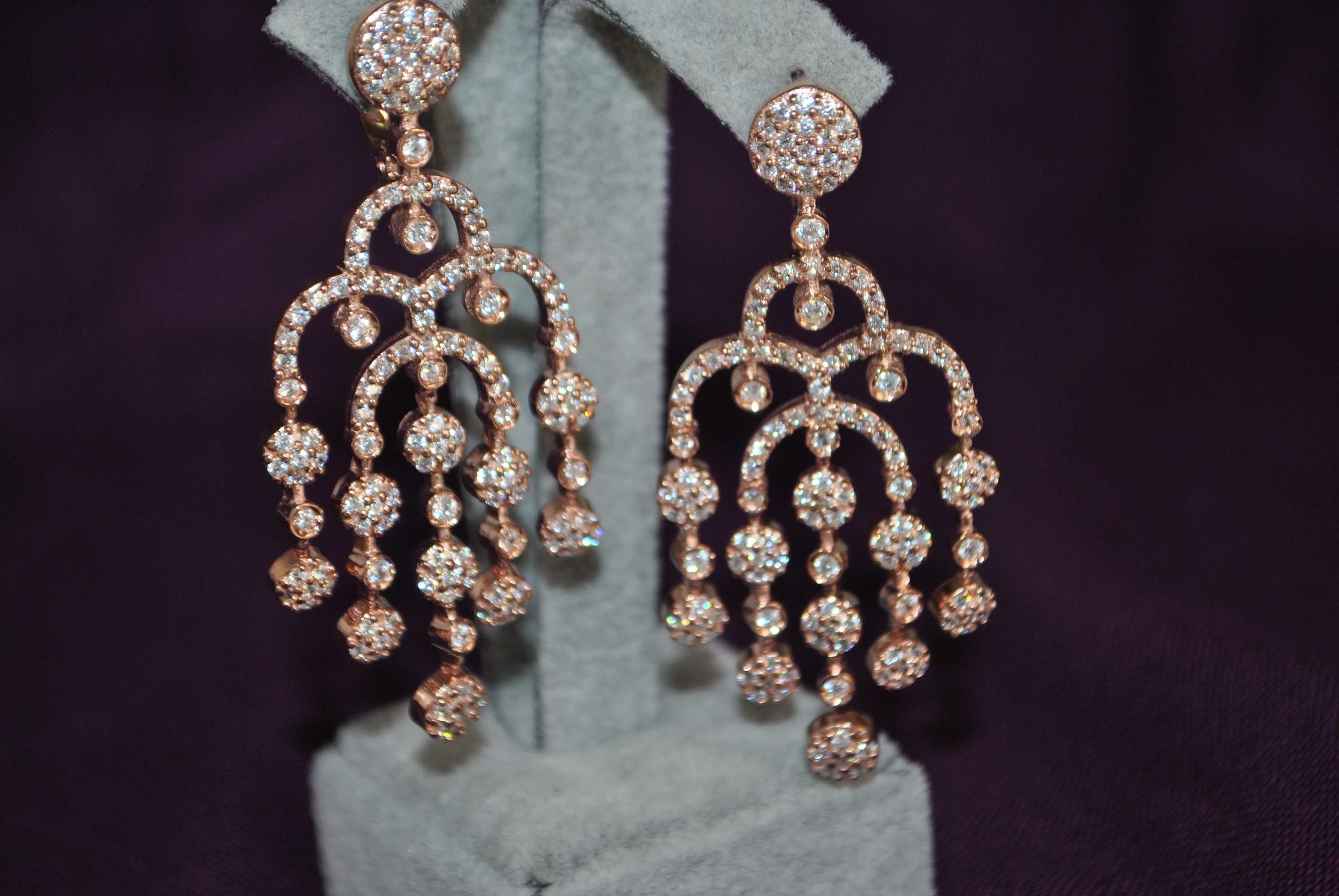 Earrings 2 gold and diamond dangle earring 3D print model_1