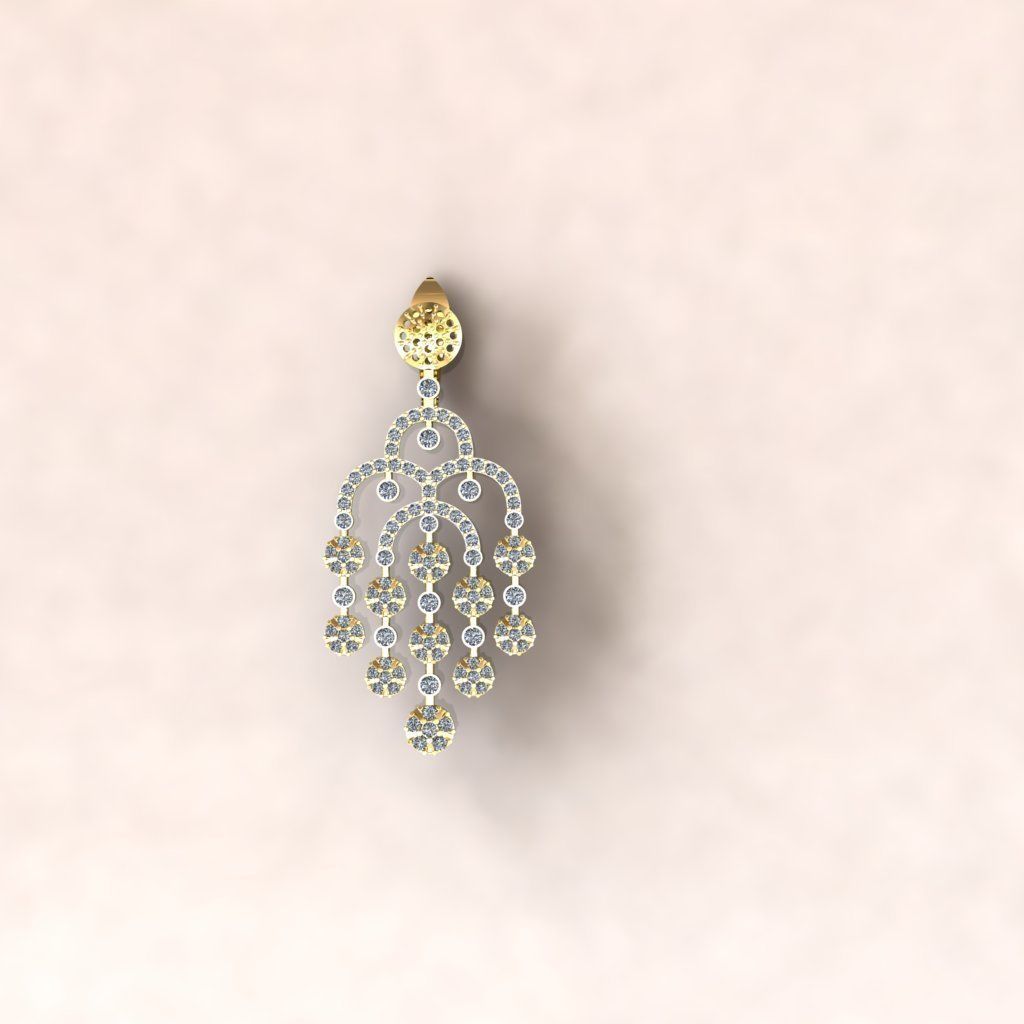 Earrings 2 gold and diamond dangle earring 3D print model_4