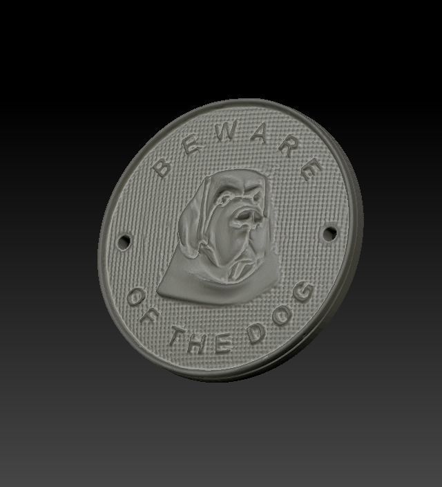 Beware of the dog plaque 3D print model_5