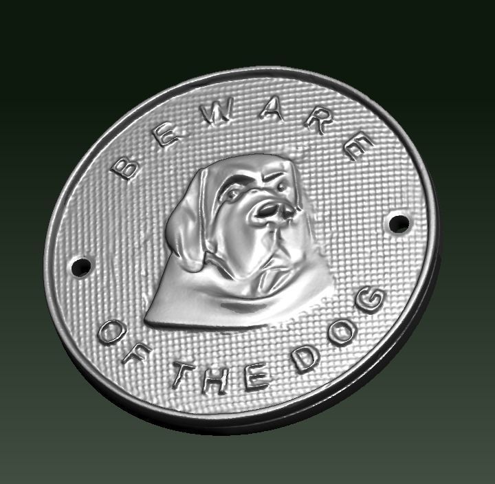 Beware of the dog plaque 3D print model_1