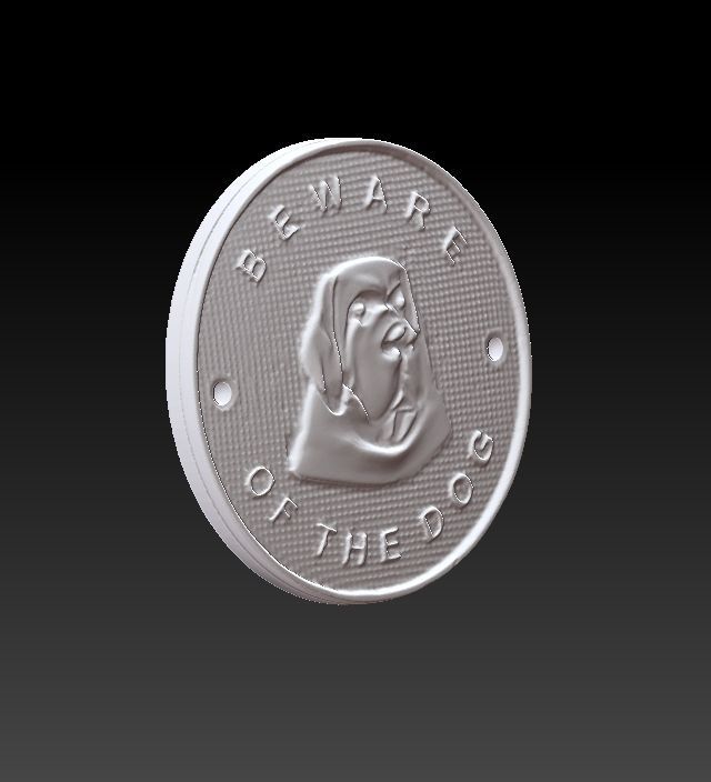 Beware of the dog plaque 3D print model_8