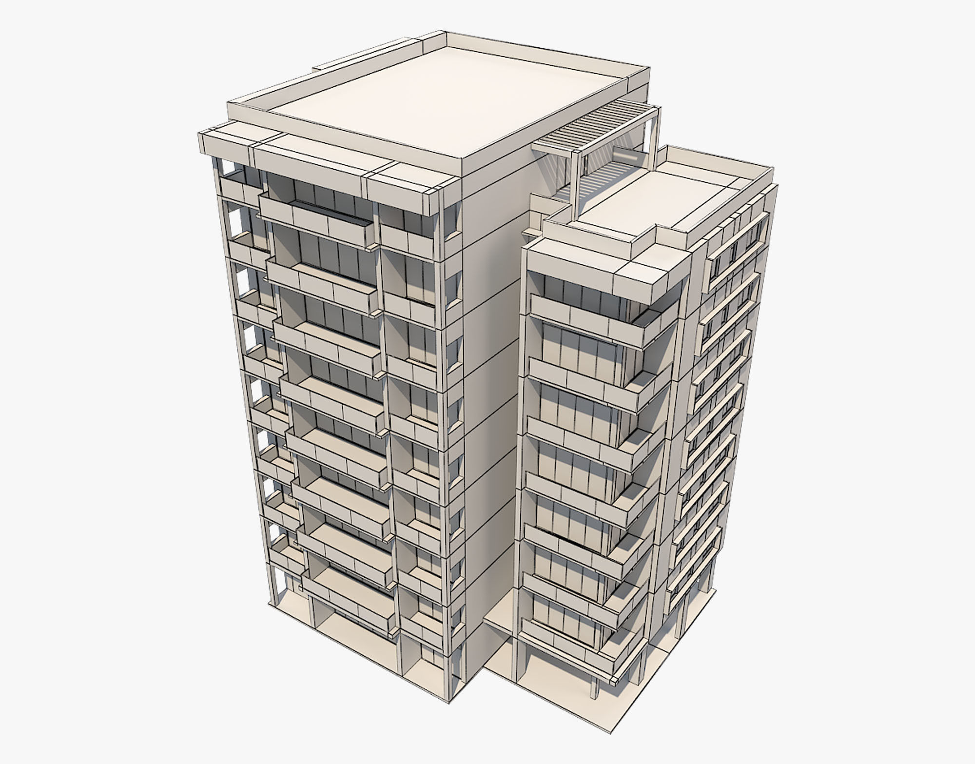 Apartment Building 3 3D model_5