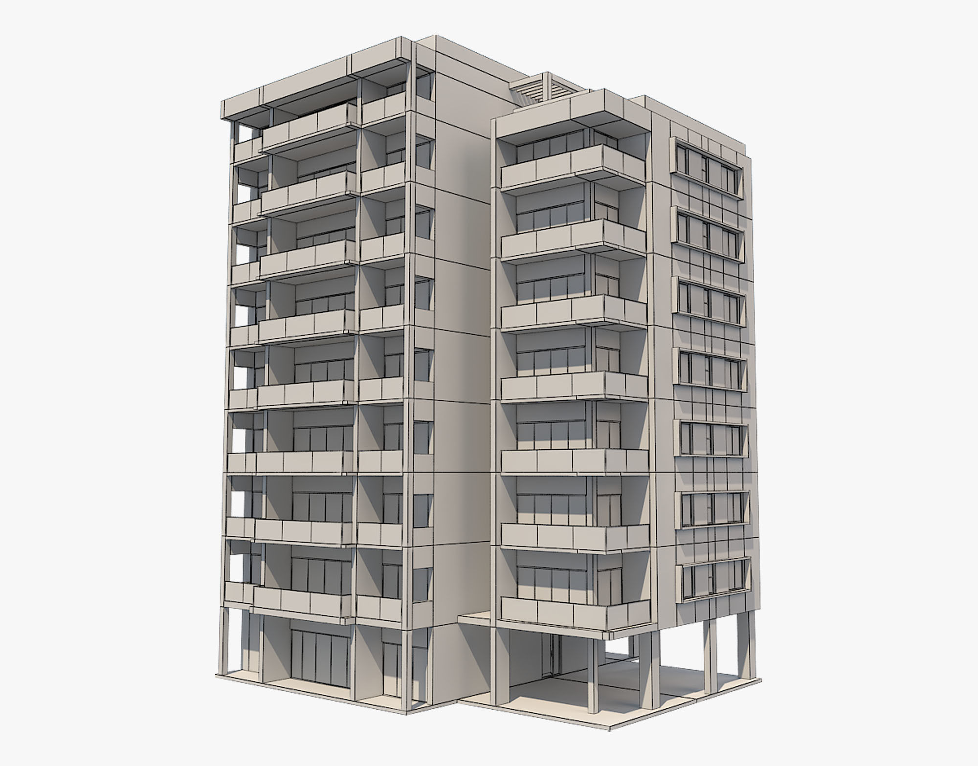 Apartment Building 3 3D model_2