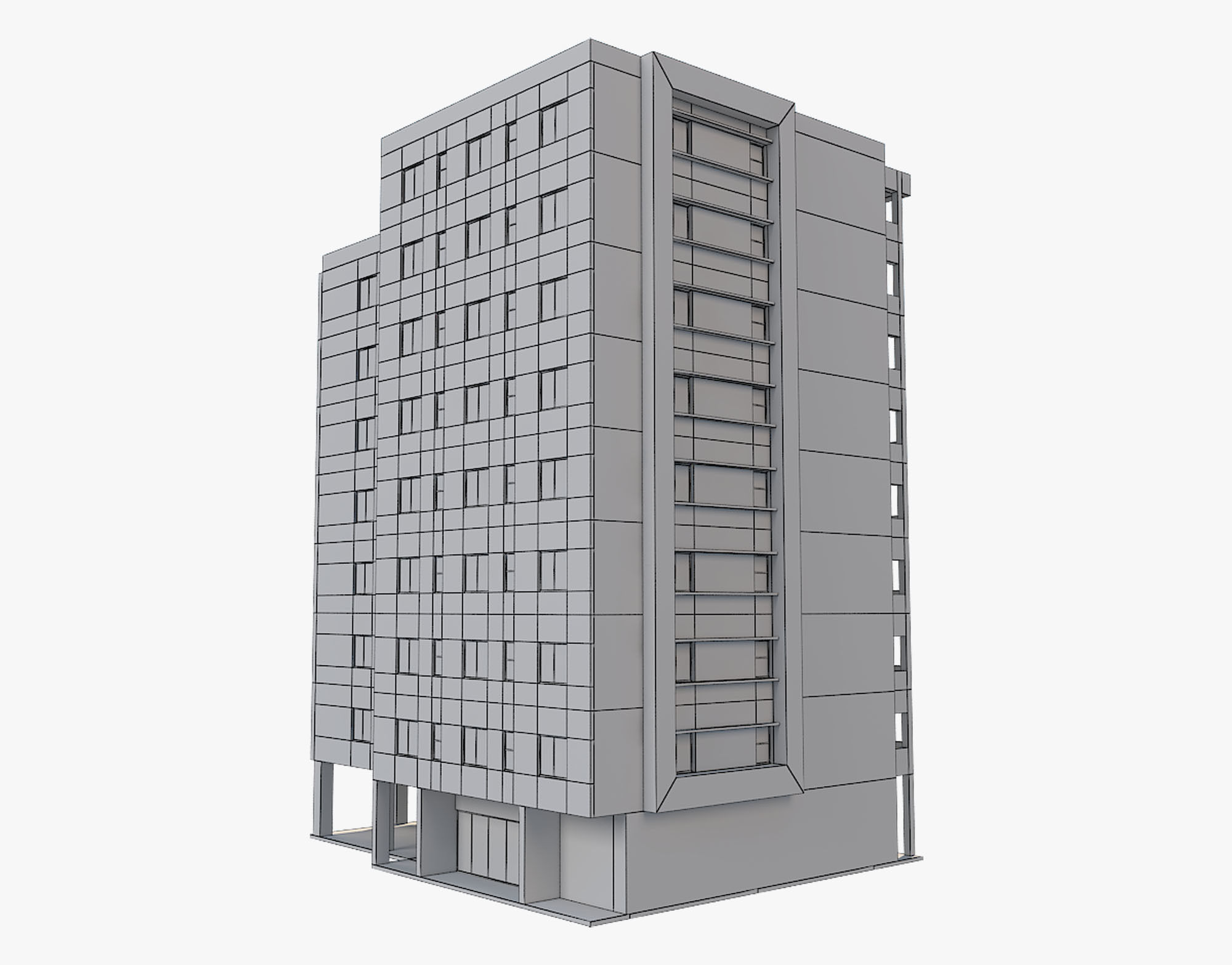 Apartment Building 3 3D model_4
