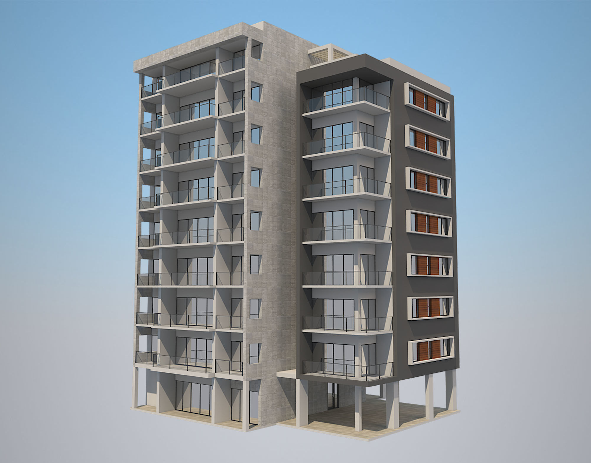 Apartment Building 3 3D model_1