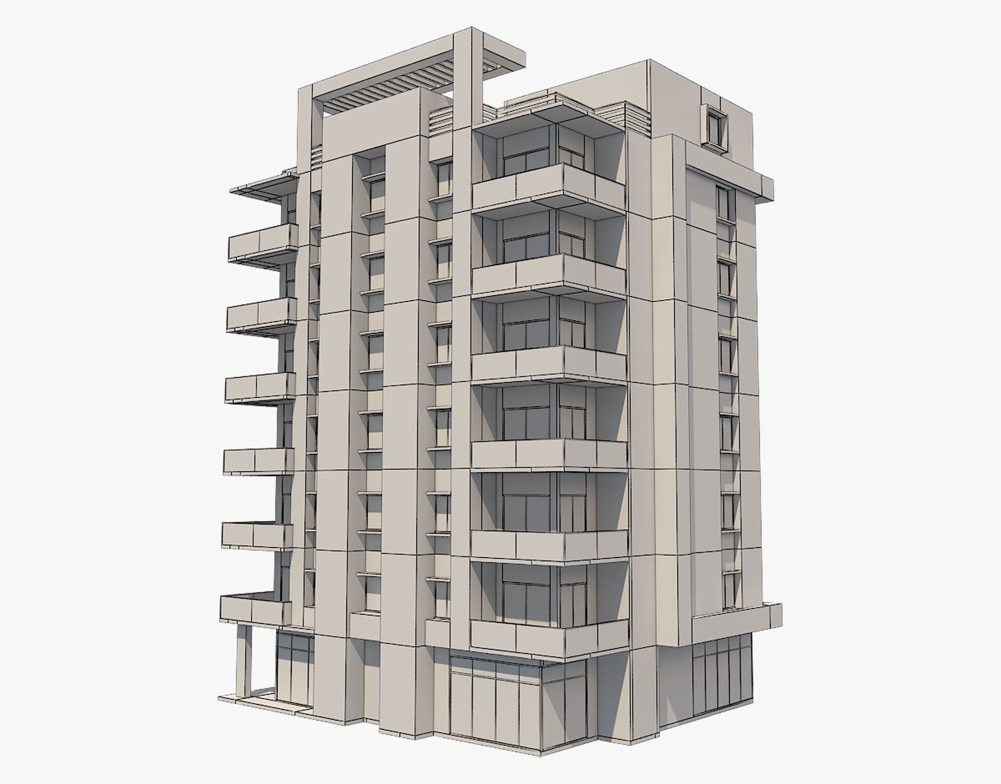 Apartment Building 5 3D model_2
