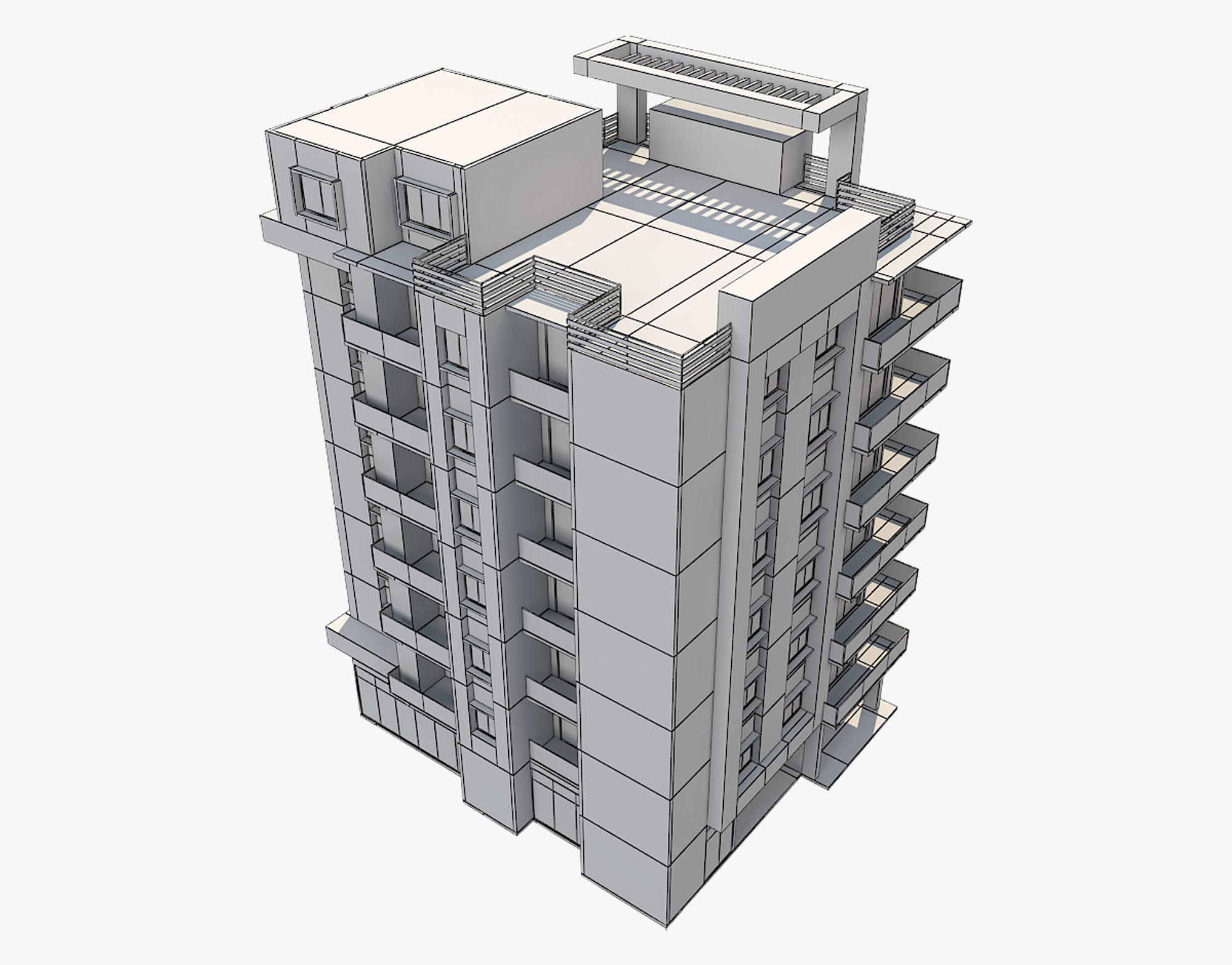 Apartment Building 5 3D model_6