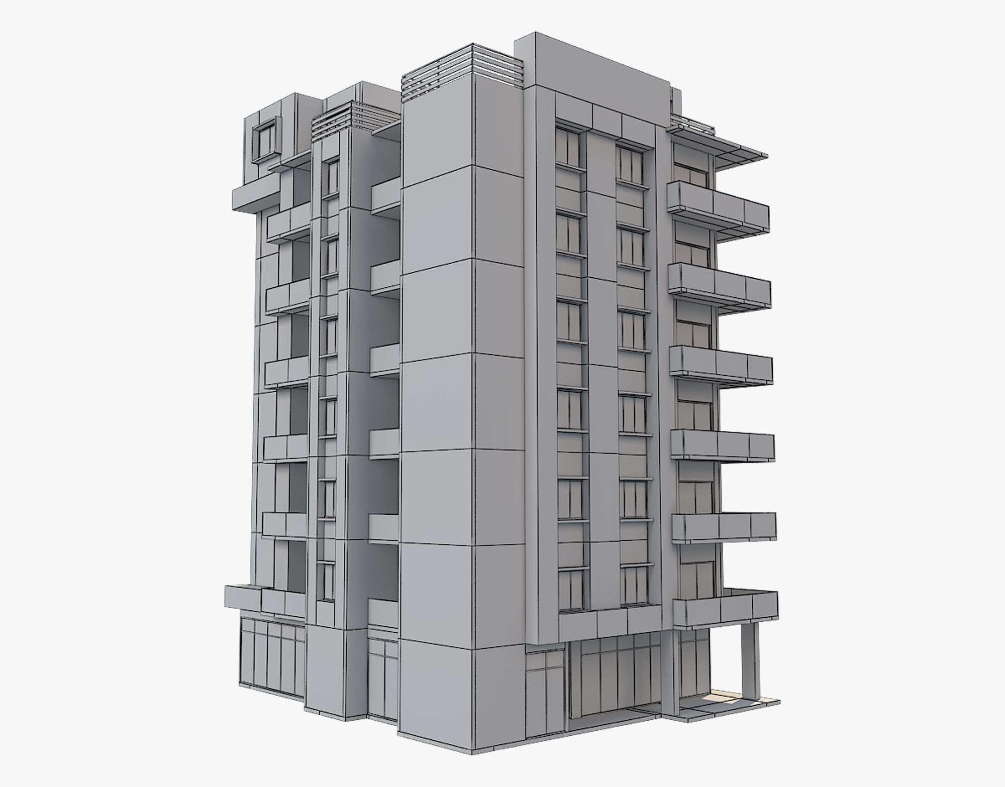 Apartment Building 5 3D model_4